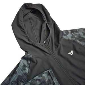 Korsa Mens Sz Large Packable‎ Running Camo Windbreaker Thermal Hoodie 1/2 Zip